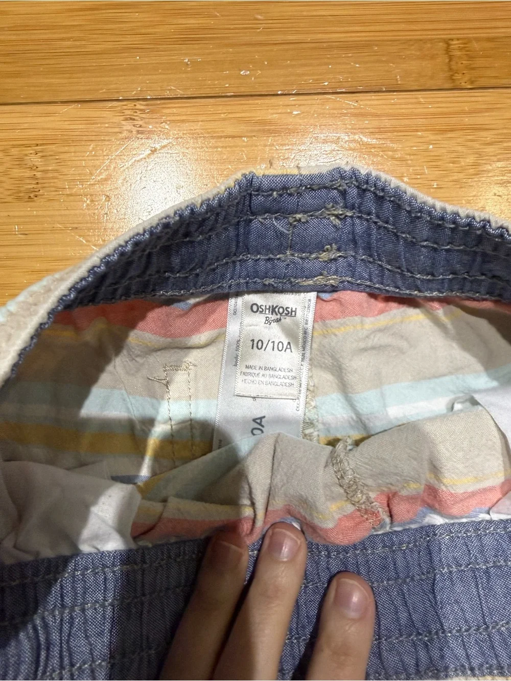 OshKosh B'gosh Blue Solid and Pastel Striped Kids Shorts